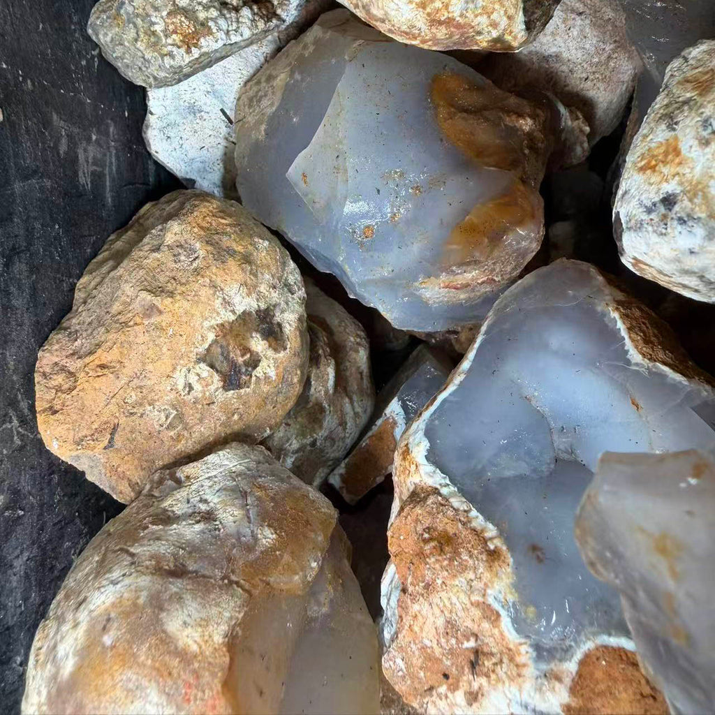 Blue Chalcedony Cabbing and Tumbling