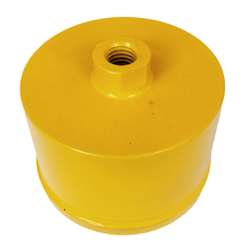 3-1/2 inch 400 grit polishing cup with 7/16 inch layer of diamond impregnated polymer and 5/8-11 fem