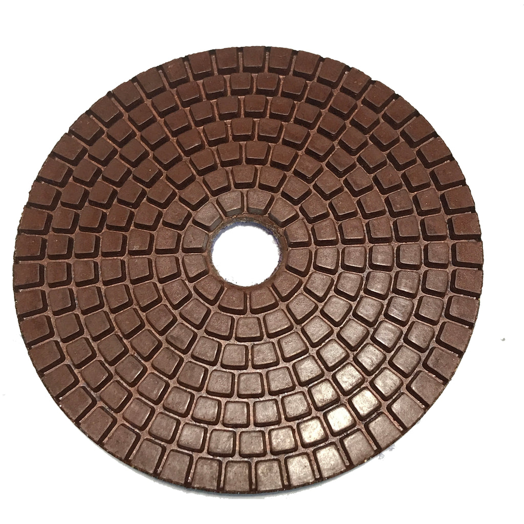 Highland Park 30 grit copper impregnated resin diamond grinding pad with center hole and Hook and Lo